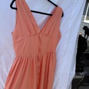 BNWOT Peachy Midi Dress- Never worn. Midi Length, zip back front tie. Beautiful!